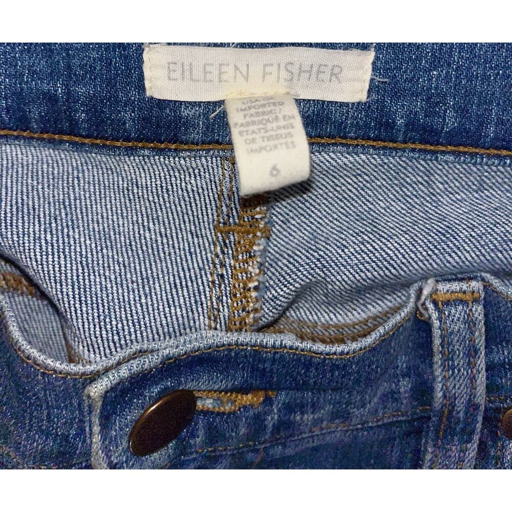 EILEEN FISHER Jeans Size 6 Organic Cotton Stretch Blue Denim Straight (173) - Picture 3 of 5